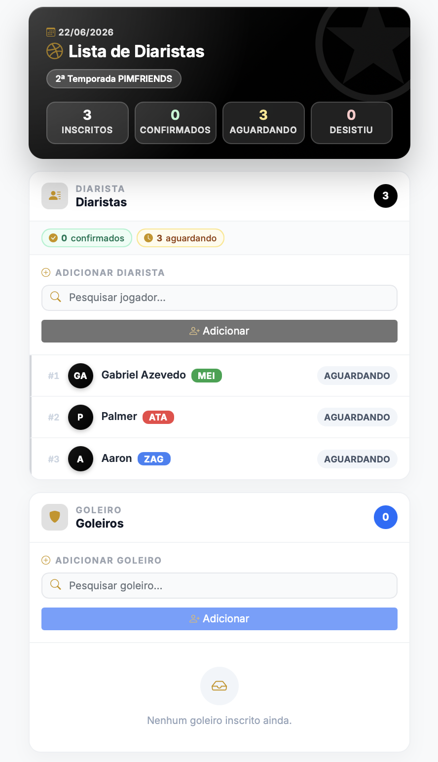 Lista pública da rodada
